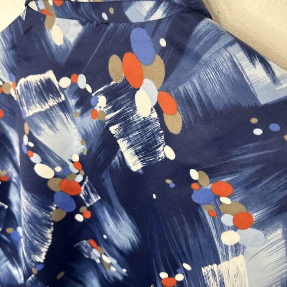 Vintage 70s Sears Sports Life Disco Hipster Men M 15.5 Polyester Shirt Blue - Picture 6 of 6